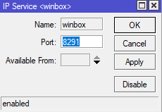 Winbox add IP service