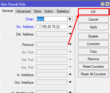 Winbox create firewall