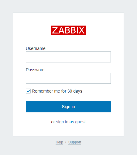 Zabbix login page